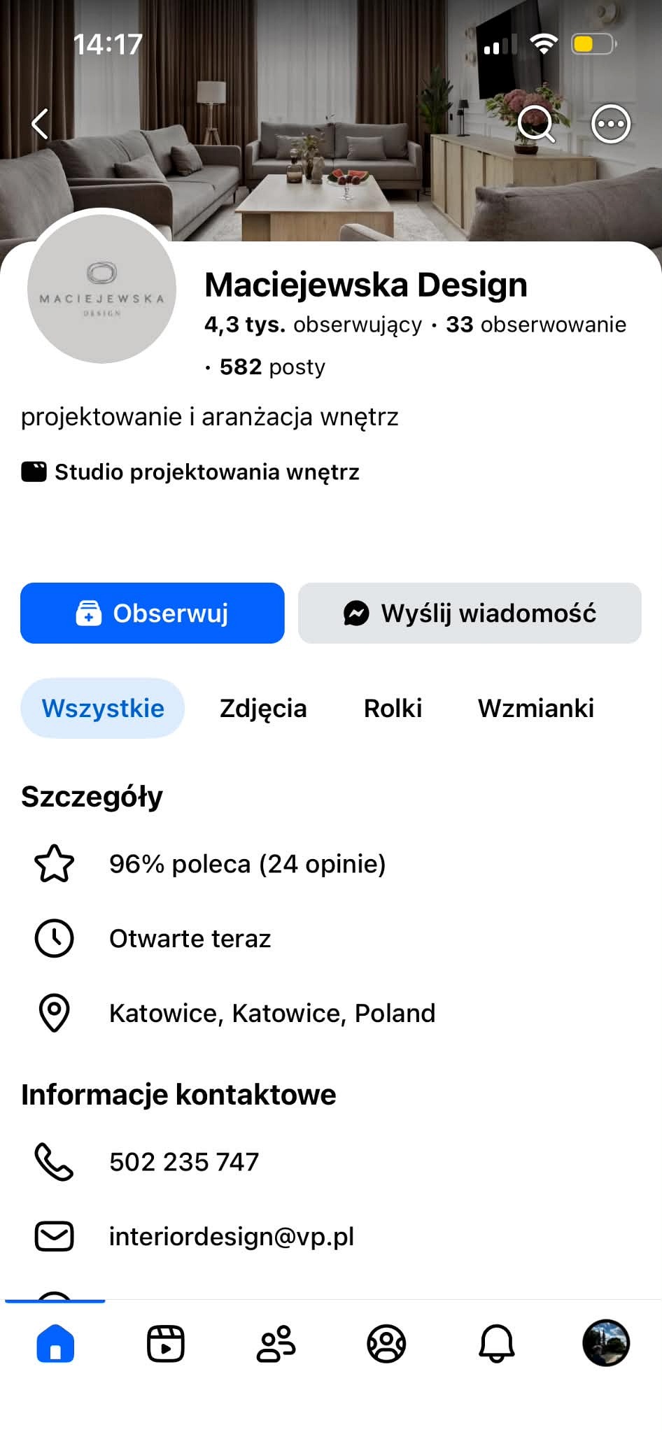 Profil Maciejewska Design na Facebooku