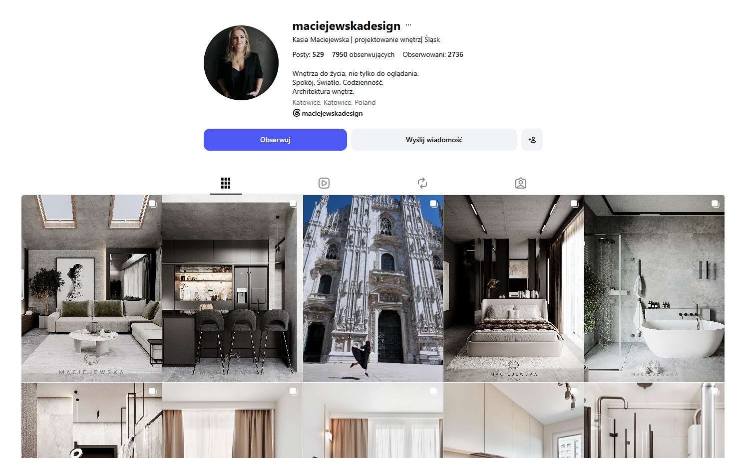 Profil Maciejewska Design na Instagramie